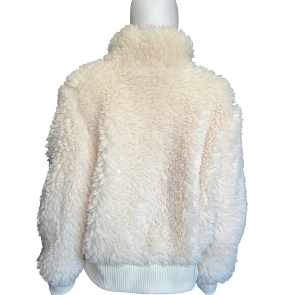 Kendall & Kylie Ivory Faux Fur Jacket w/ Ribbed Hem & Cuffs Womens Size XL - Picture 2 of 11